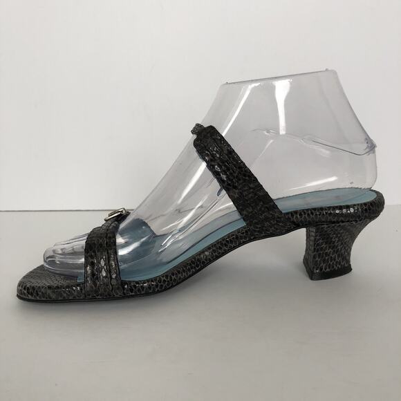 THIERRY RABOTIN Kitten Heel Shoes Sz 36.5 / 6.5 Snake Adjustable Straps Italy - Picture 9 of 14